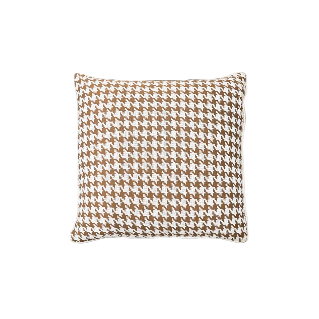 Caramel Houndstooth Chenille Jacquard Cushion Feather Insert