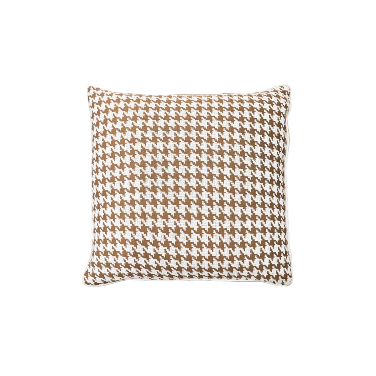Caramel Houndstooth Chenille Jacquard Cushion Feather Insert