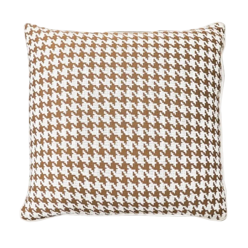 Caramel Houndstooth Chenille Jacquard Cushion Feather Insert
