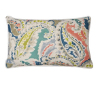 Multicolour Watercolour Paisley Linen Cotton Cushion Feather Insert