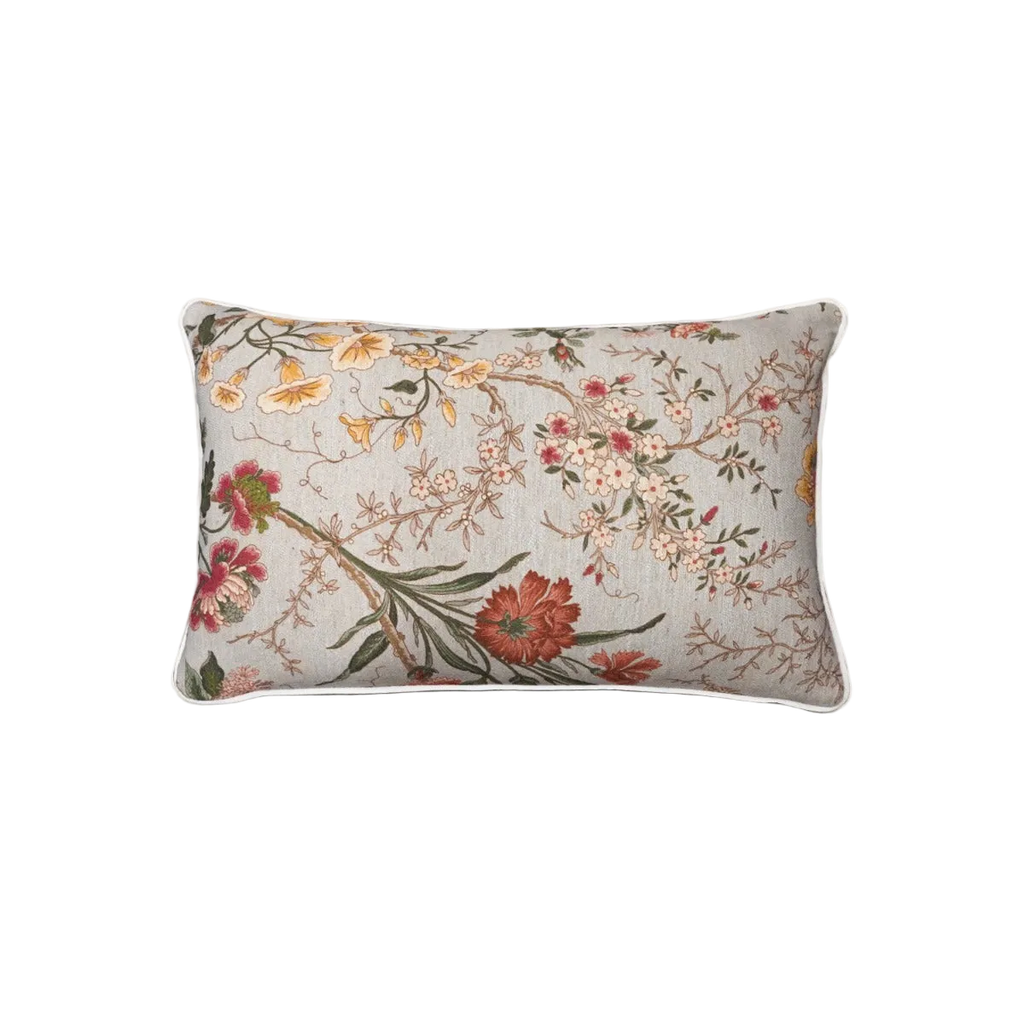 Vintage Botanical Floral Linen Cotton Cushion Feather Insert