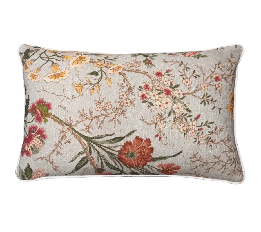 Vintage Botanical Floral Linen Cotton Cushion Feather Insert