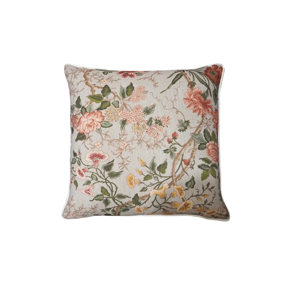 Vintage Botanical Floral Linen Cotton Cushion Feather Insert