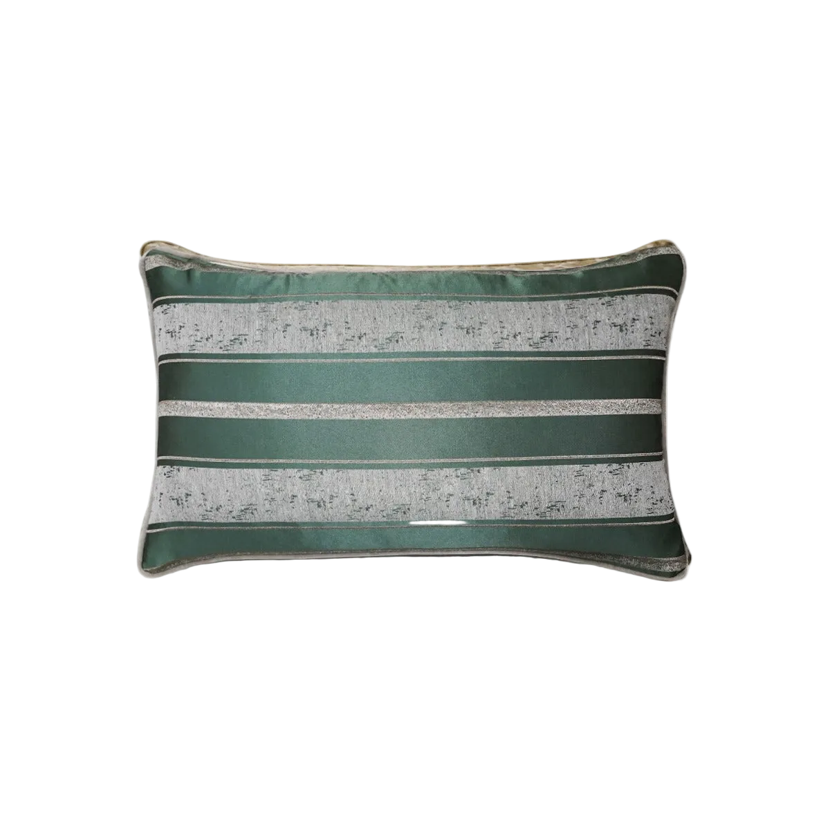Forest Green Silver Stripe Jacquard Cut Velvet Cushion Feather Insert