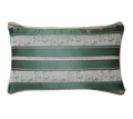 Forest Green Silver Stripe Jacquard Cut Velvet Cushion Feather Insert