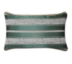 Forest Green Silver Stripe Jacquard Cut Velvet Cushion Feather Insert