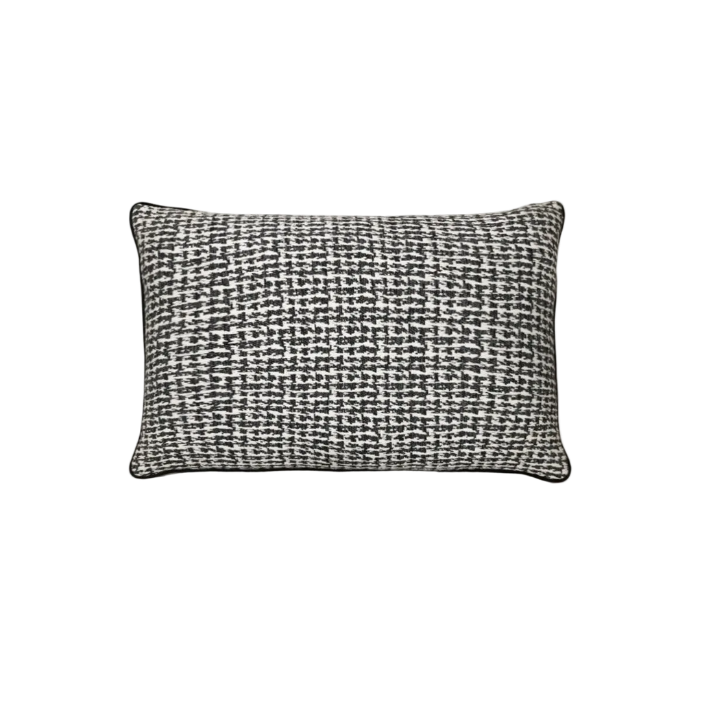 Black White Vintage Houndstooth Chenille Jacquard Cushion Feather Insert