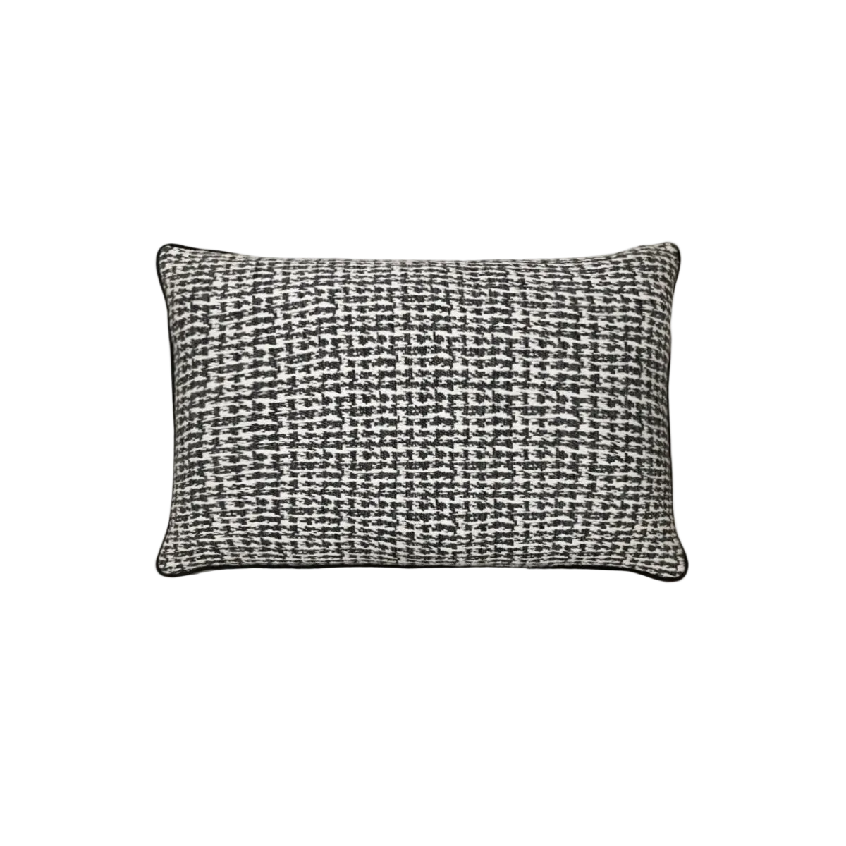Black White Vintage Houndstooth Chenille Jacquard Cushion Feather Insert