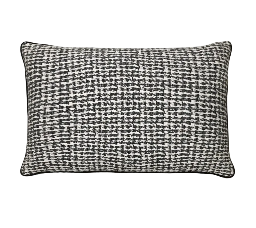 Black White Vintage Houndstooth Chenille Jacquard Cushion Feather Insert