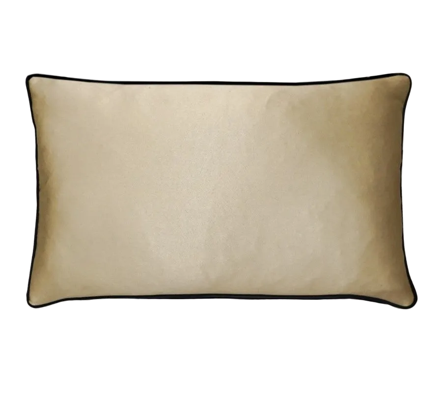 Khaki Faux Leather Cushion Feather Insert