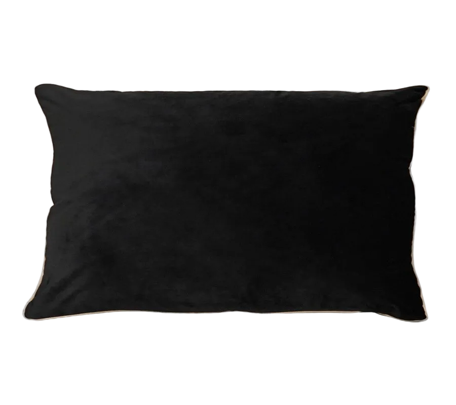 Black Velvet Gold Piping Cushion Feather Insert