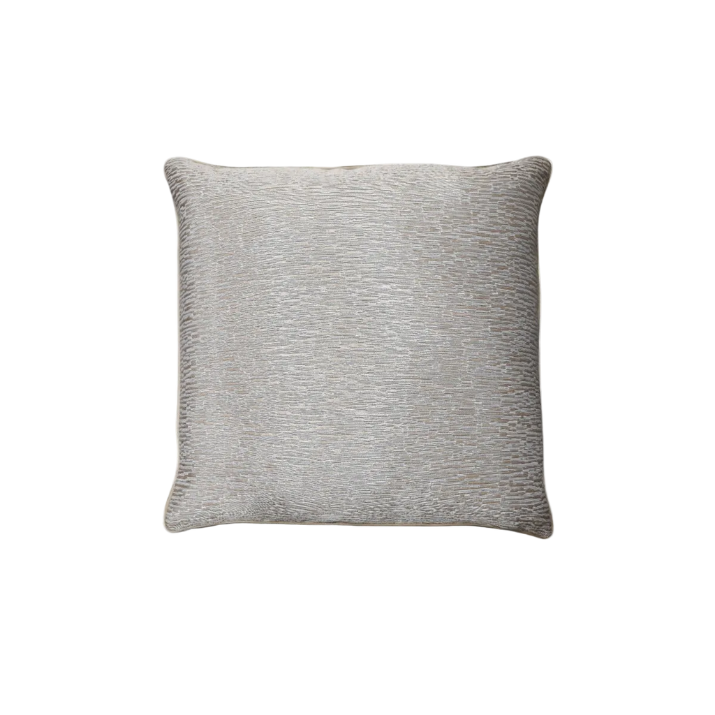 Grey Ivory Stripe Jacquard Cut Velvet Cushion Feather Insert