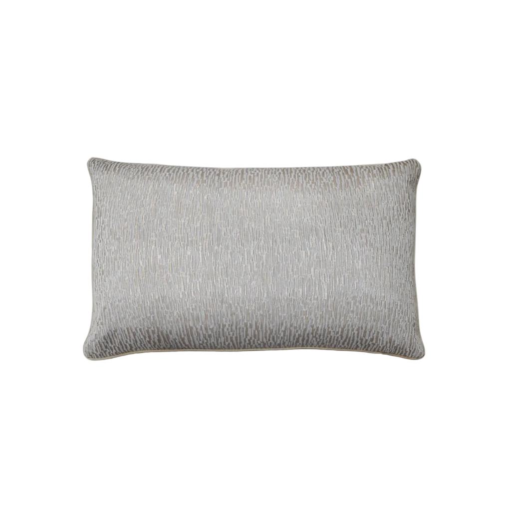 Grey Ivory Stripe Jacquard Cut Velvet Cushion Feather Insert