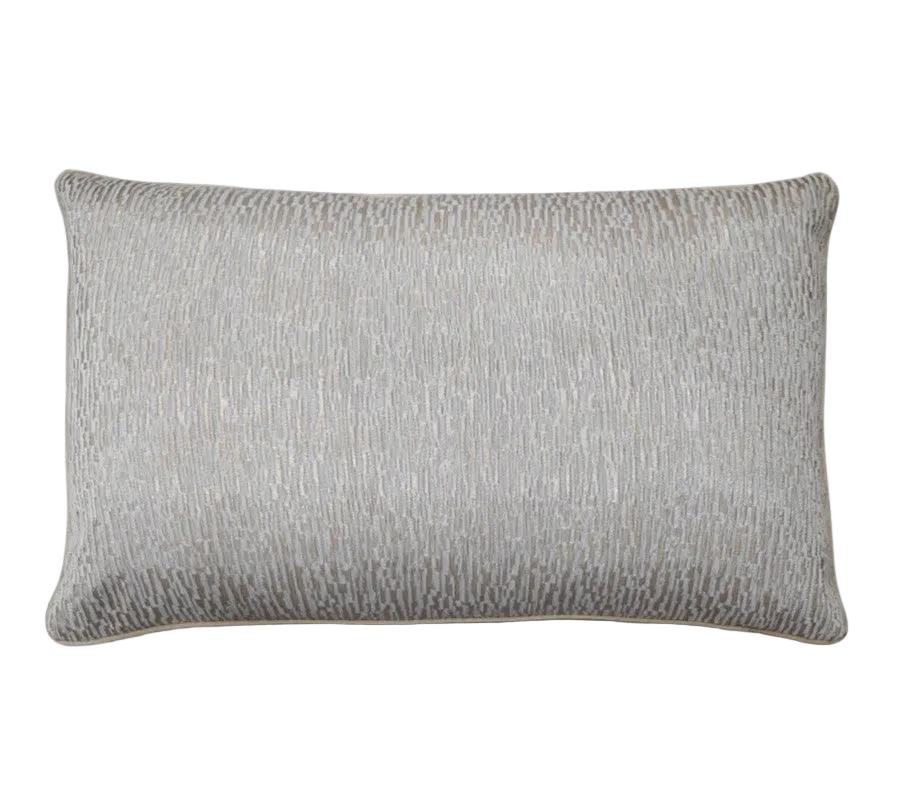 Grey Ivory Stripe Jacquard Cut Velvet Cushion Feather Insert
