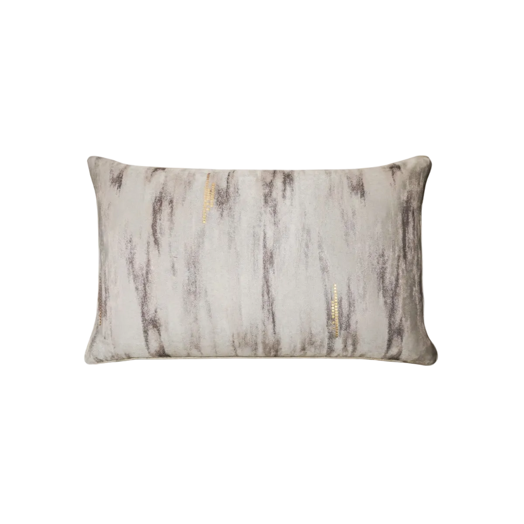 Ivory Taupe Ink Swirl Jacquard Cut Velvet Cushion Feather Insert