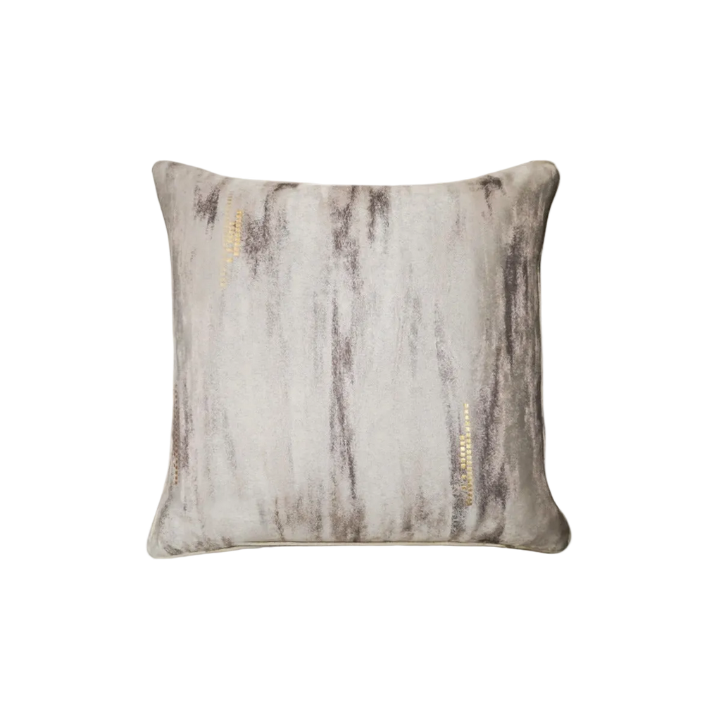 Ivory Taupe Ink Swirl Jacquard Cut Velvet Cushion Feather Insert