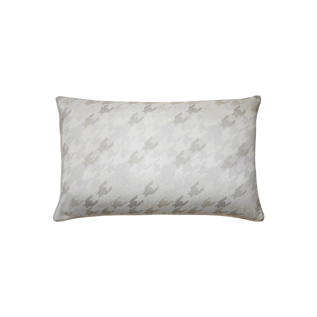 Ivory Tonal Houndstooth Chenille Jacquard Cushion Feather Insert