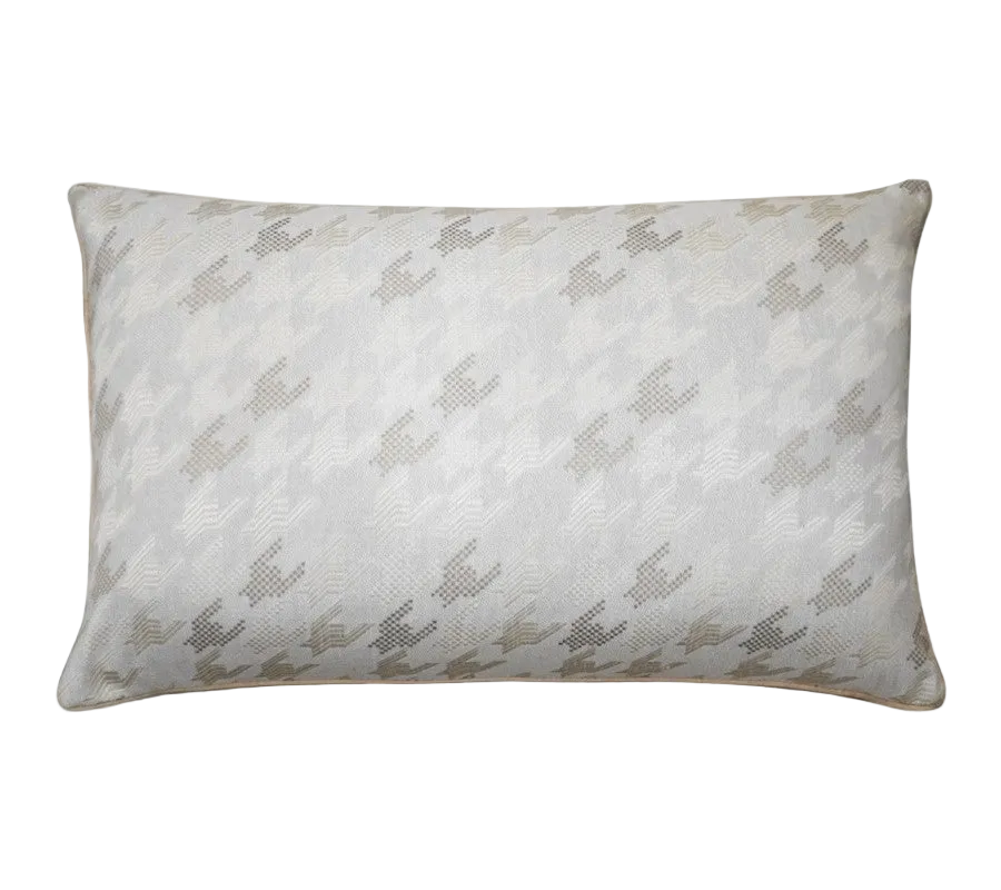 Ivory Tonal Houndstooth Chenille Jacquard Cushion Feather Insert