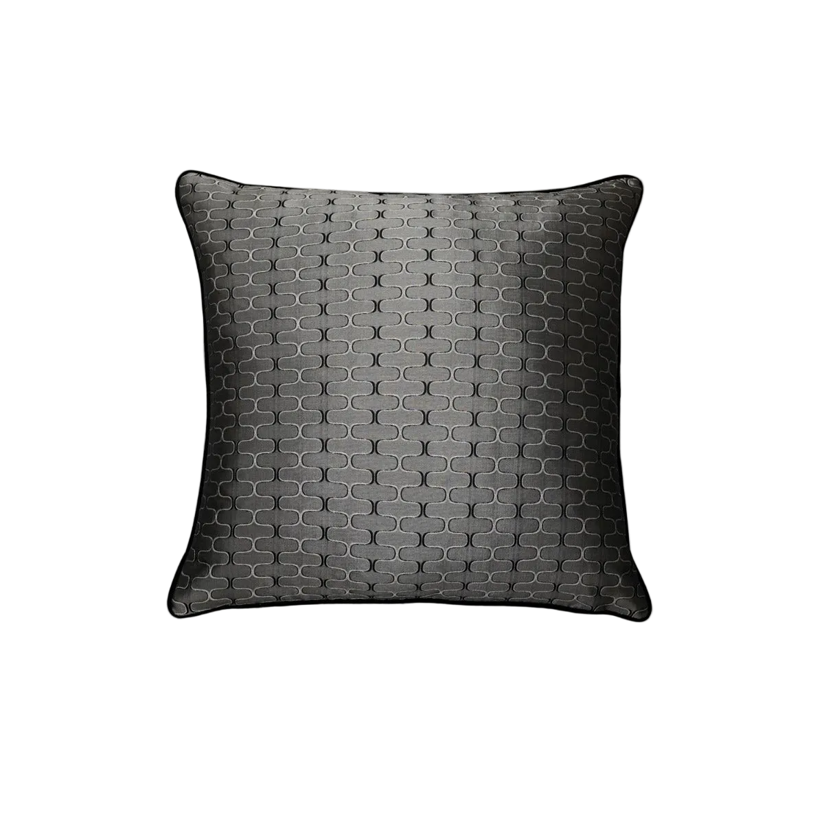 Charcoal Geometric Grid Jacquard Satin Cushion Feather Insert