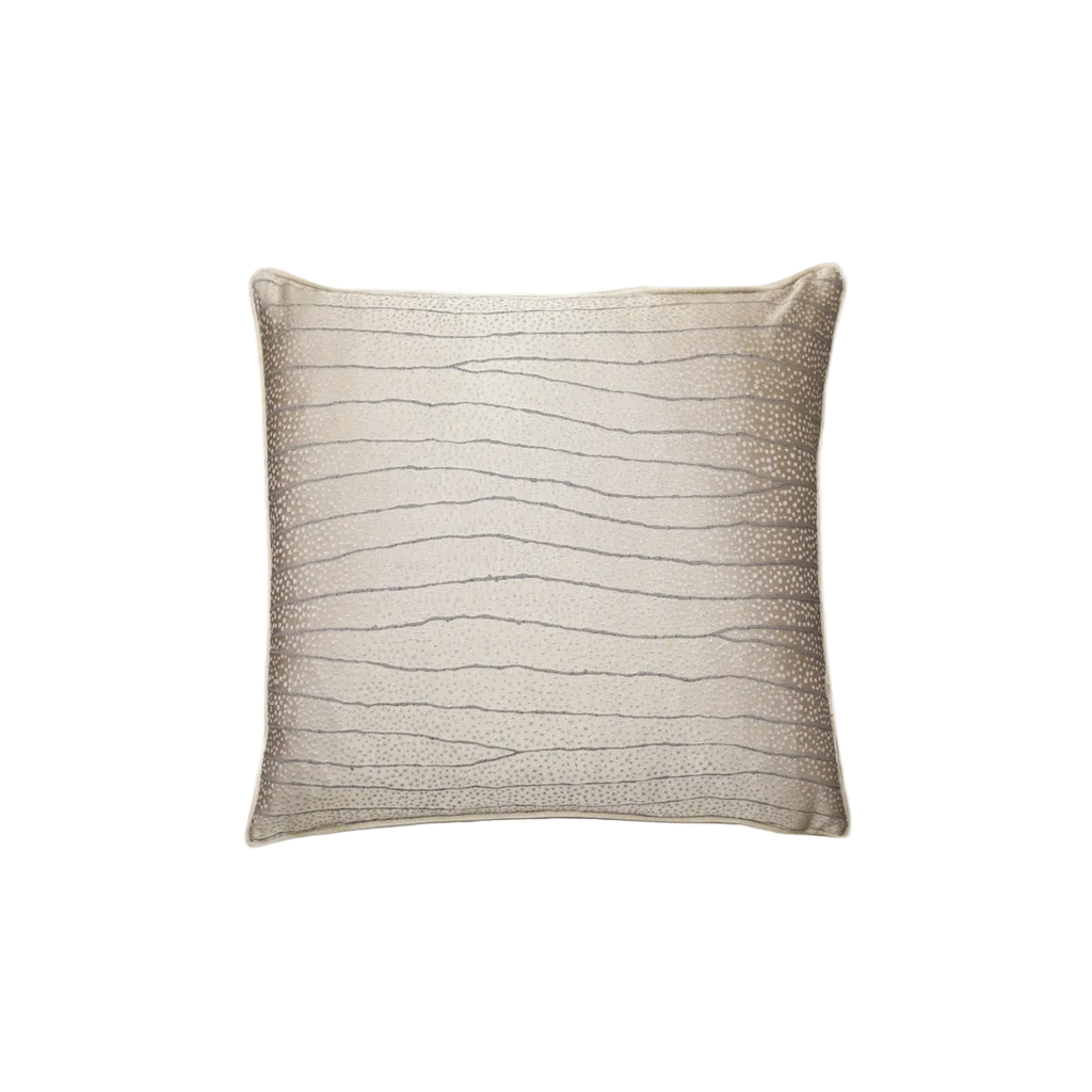 Khaki Wave Stripe Jacquard Satin Cushion Feather Insert