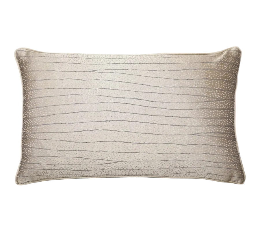 Khaki Wave Stripe Jacquard Satin Cushion Feather Insert