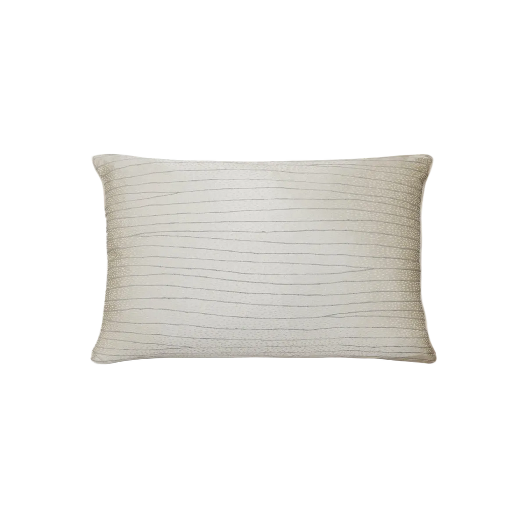 Ivory Wave Stripe Jacquard Satin Cushion Feather Insert