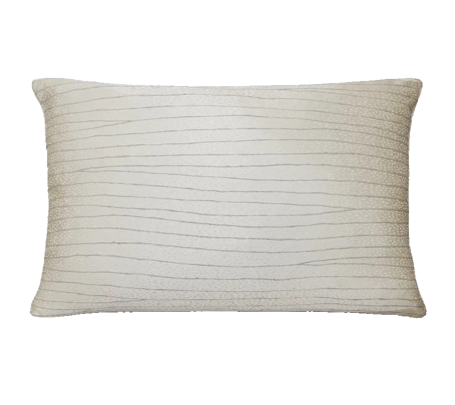 Ivory Wave Stripe Jacquard Satin Cushion Feather Insert