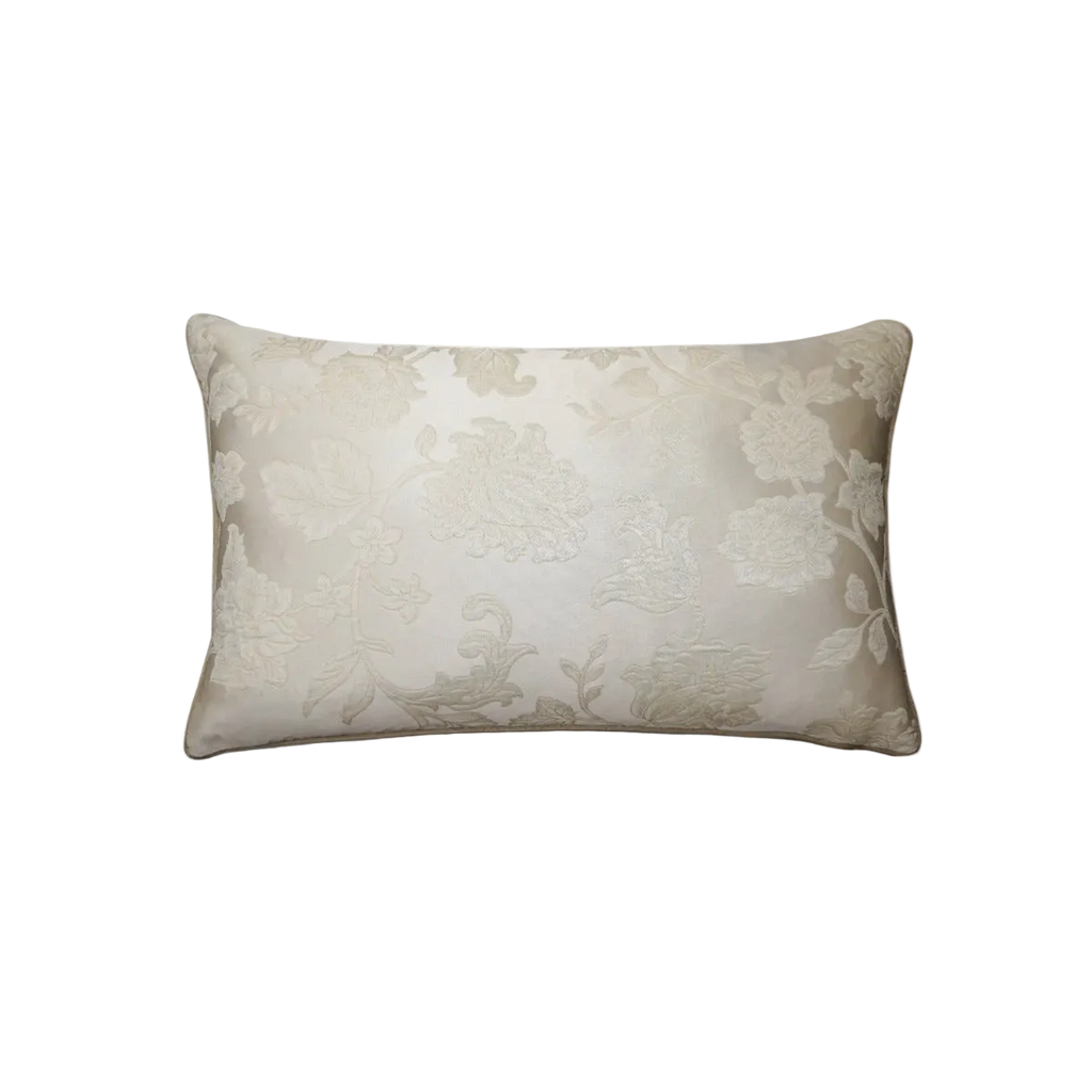 Ivory Embossed Floral Jacquard Damask Cushion Feather Insert