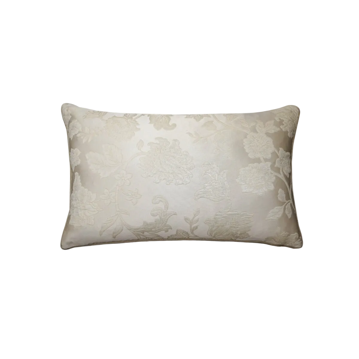 Ivory Embossed Floral Jacquard Damask Cushion Feather Insert