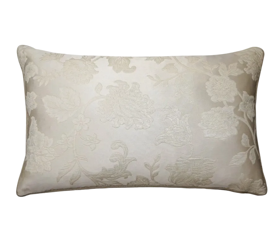 Ivory Embossed Floral Jacquard Damask Cushion Feather Insert