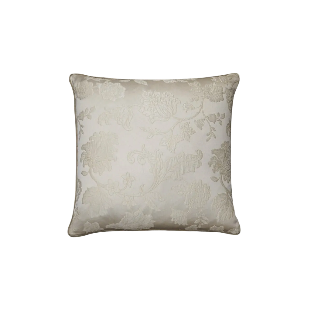 Ivory Embossed Floral Jacquard Damask Cushion Feather Insert