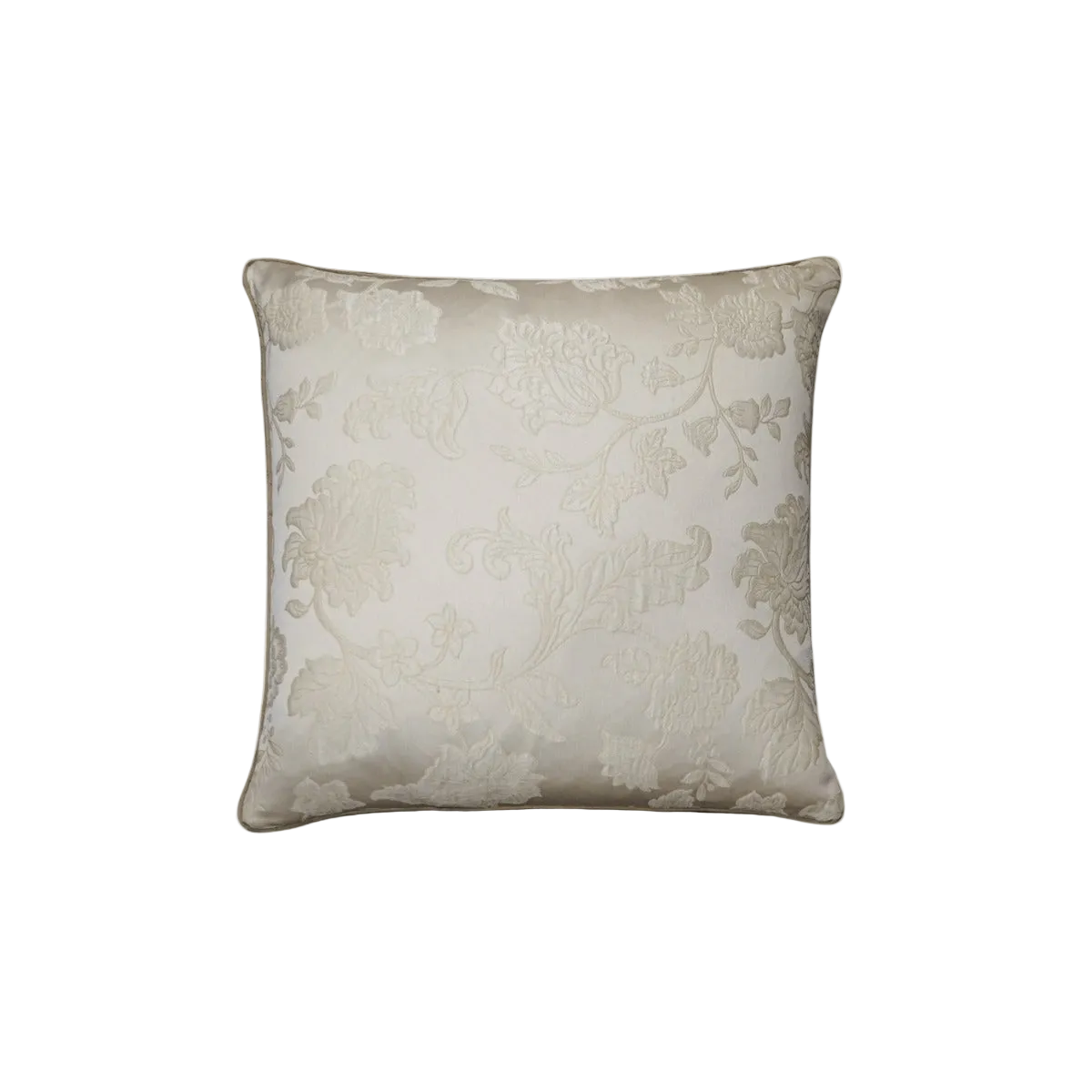 Ivory Embossed Floral Jacquard Damask Cushion Feather Insert