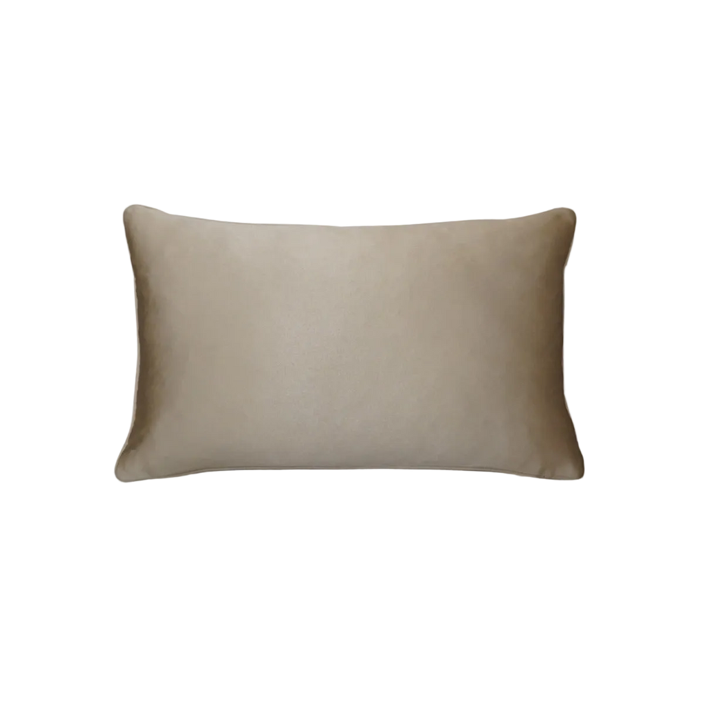 Khaki Faux Leather Cushion Feather Insert