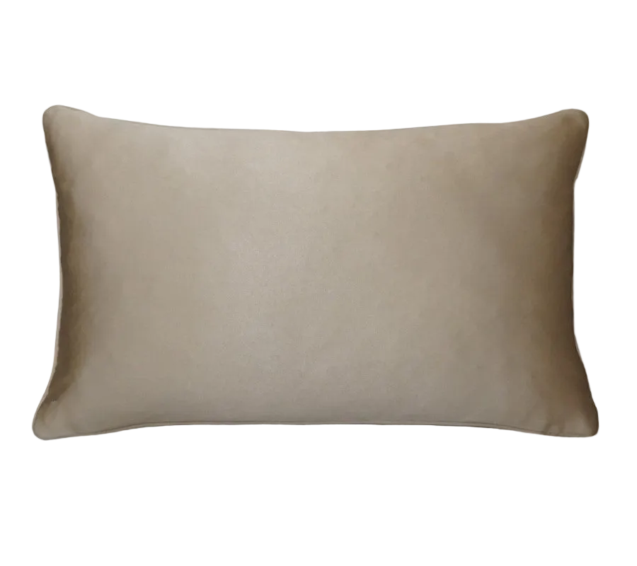 Khaki Faux Leather Cushion Feather Insert