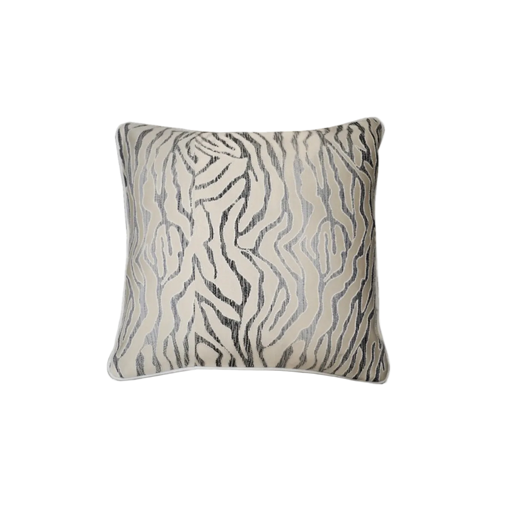 Khaki Animal Print Chenille Jacquard Cushion Feather Insert