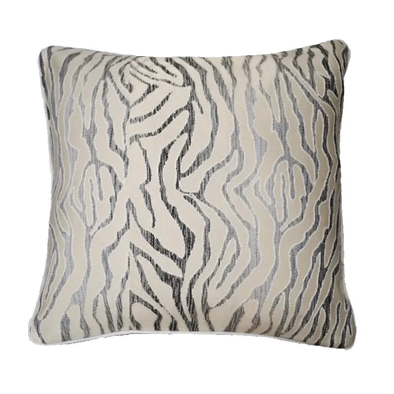 Khaki Animal Print Chenille Jacquard Cushion Feather Insert