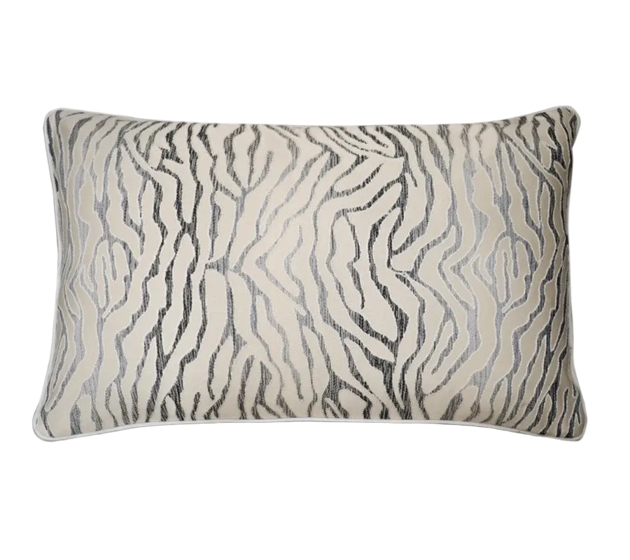 Khaki Animal Print Chenille Jacquard Cushion Feather Insert