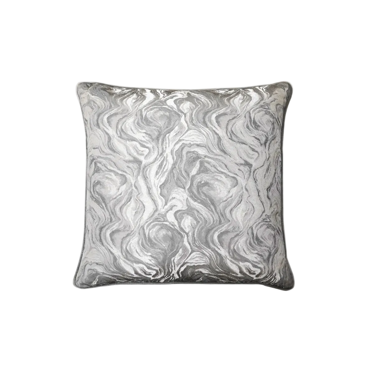 Silver Grey Marble Jacquard Cut Velvet Cushion Feather Insert