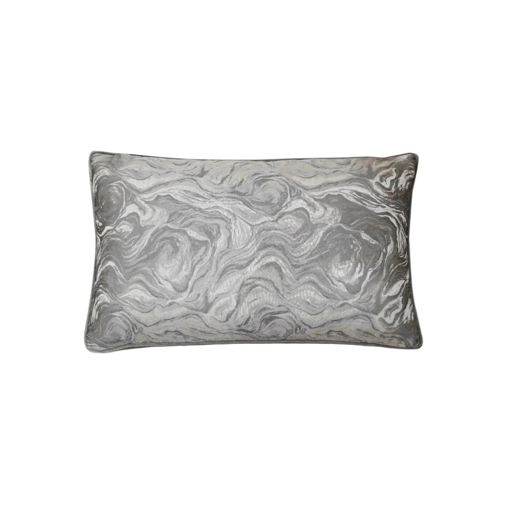 Silver Grey Marble Jacquard Cut Velvet Cushion Feather Insert