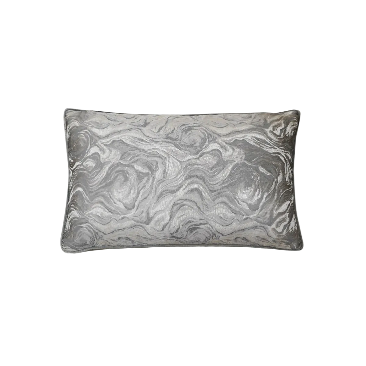 Silver Grey Marble Jacquard Cut Velvet Cushion Feather Insert