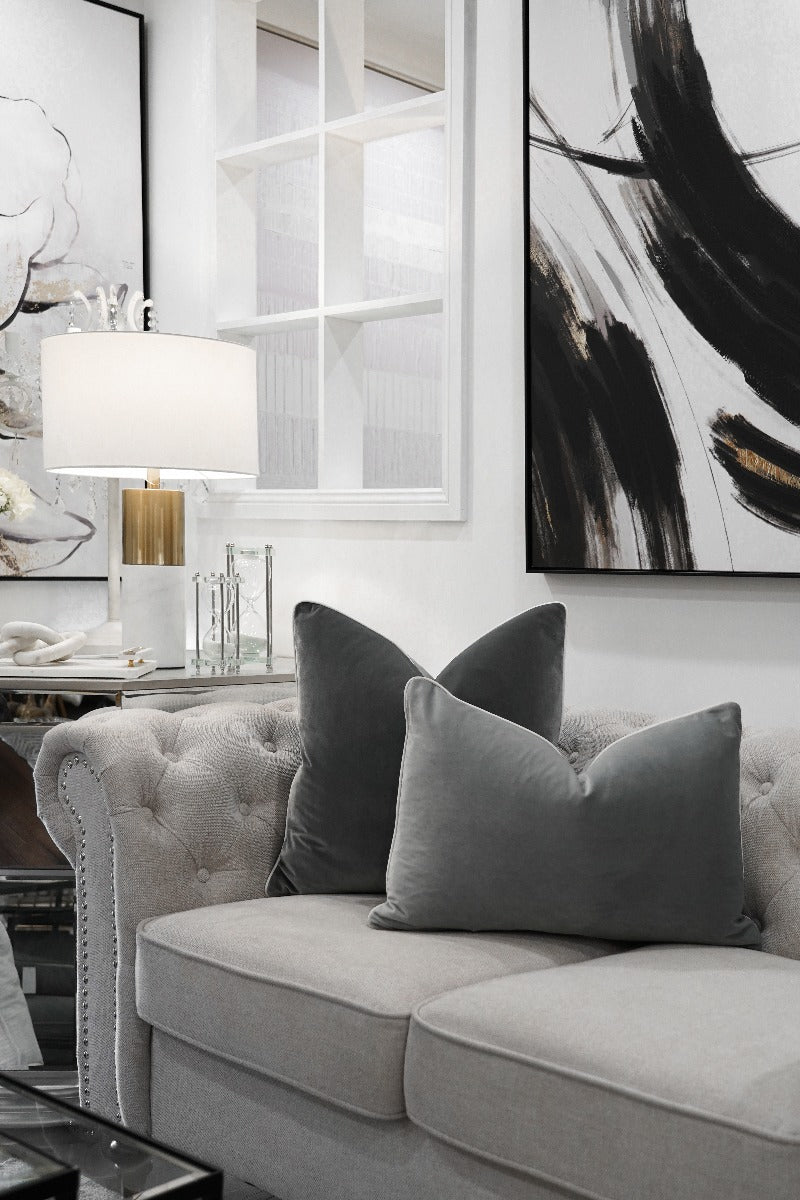 Charcoal Velvet Cushion Feather Insert