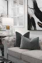 Charcoal Velvet Cushion Feather Insert