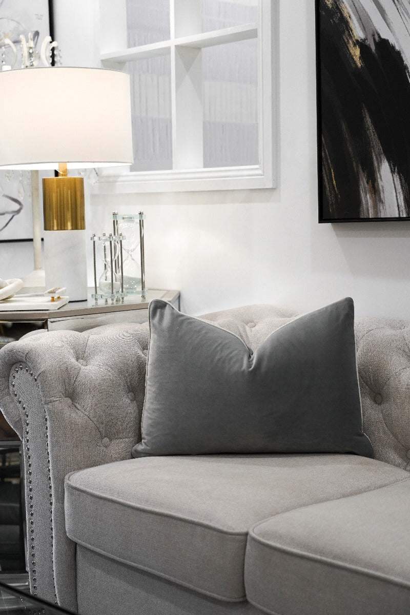 Charcoal Velvet Cushion Feather Insert