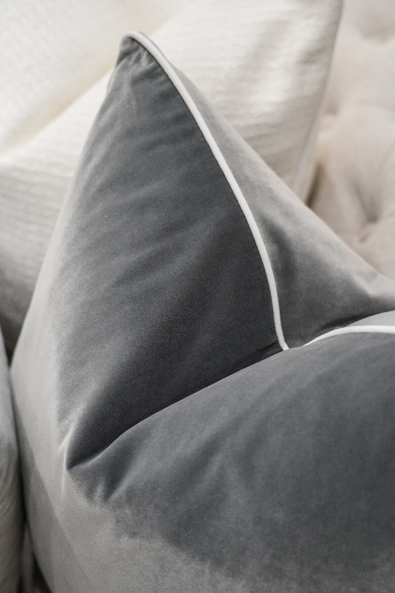 Charcoal Velvet Cushion Feather Insert