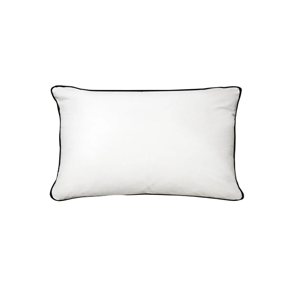 White Faux Leather Black Piping Cushion Feather Insert