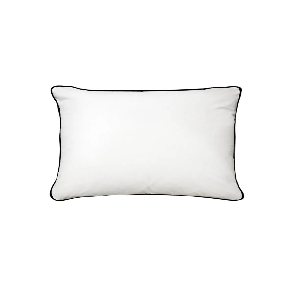 White Faux Leather Black Piping Cushion Feather Insert