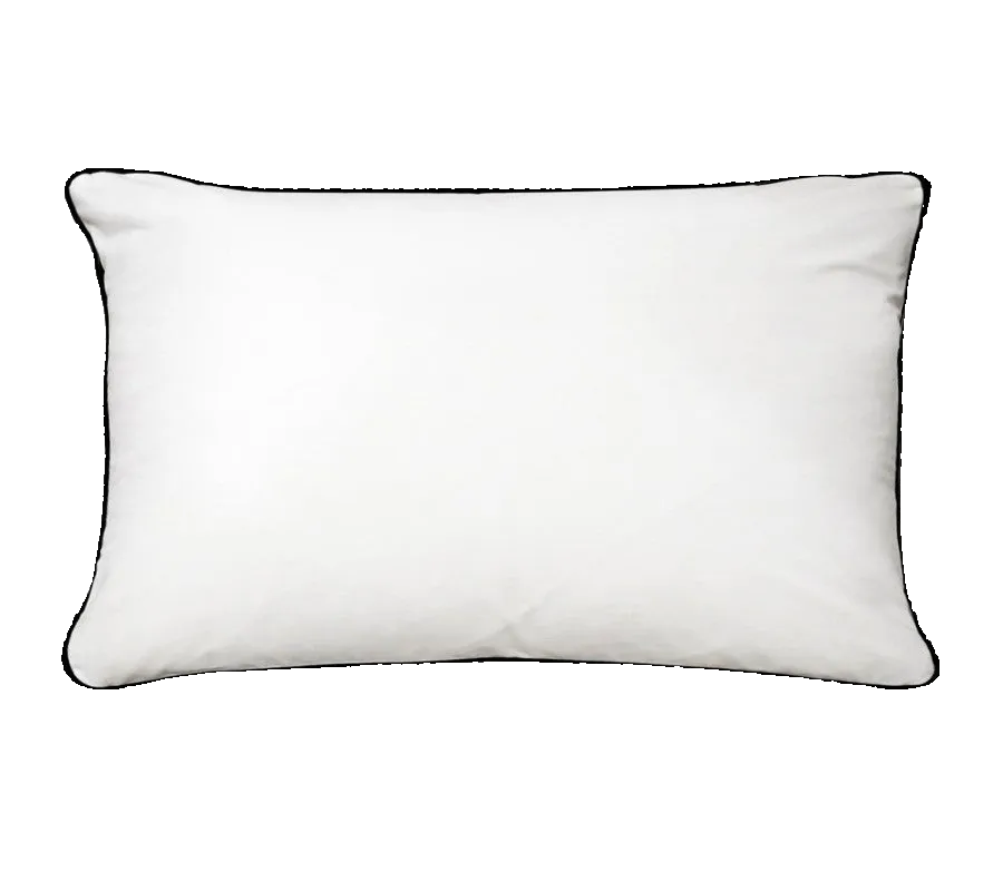 White Faux Leather Black Piping Cushion Feather Insert