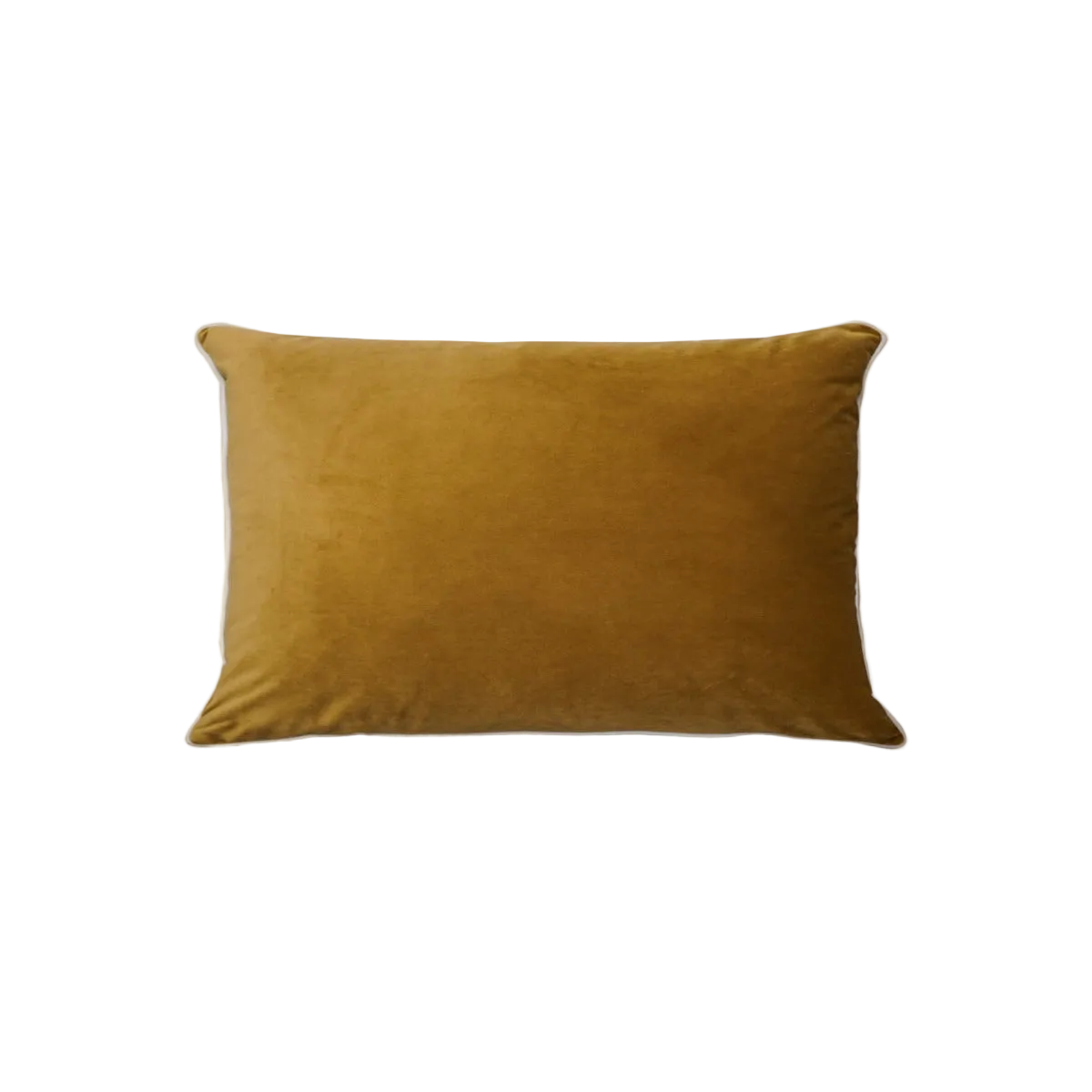 Caramel Velvet White Piping Cushion Feather Insert
