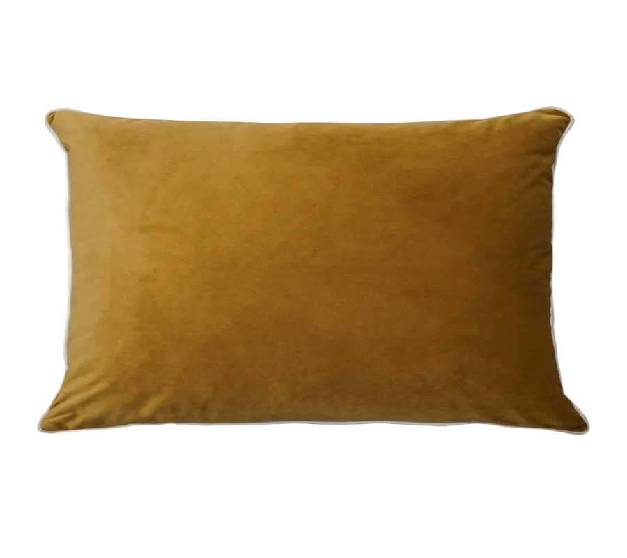 Caramel Velvet White Piping Cushion Feather Insert