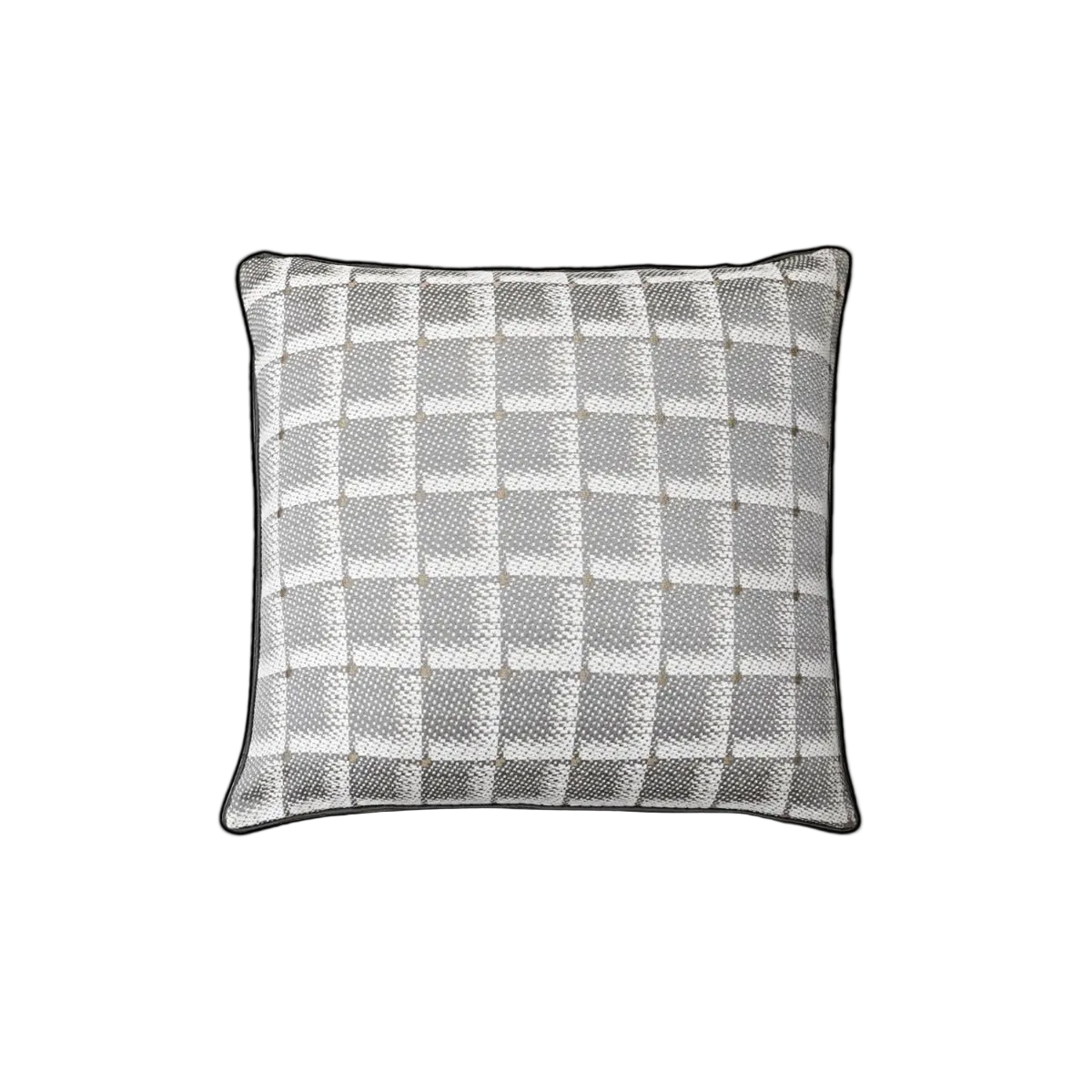 Grey White Houndstooth Chenille Jacquard Black Piping Cushion Feather Insert
